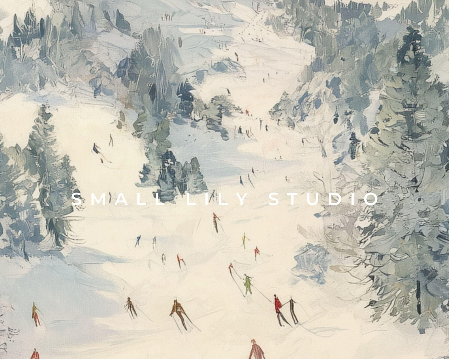 Skiing Phone Wallpaper, Winter Landscape iPhone Wallpaper, Holiday Samsung Galaxy Phone Background, Vintage Style Art | WP142