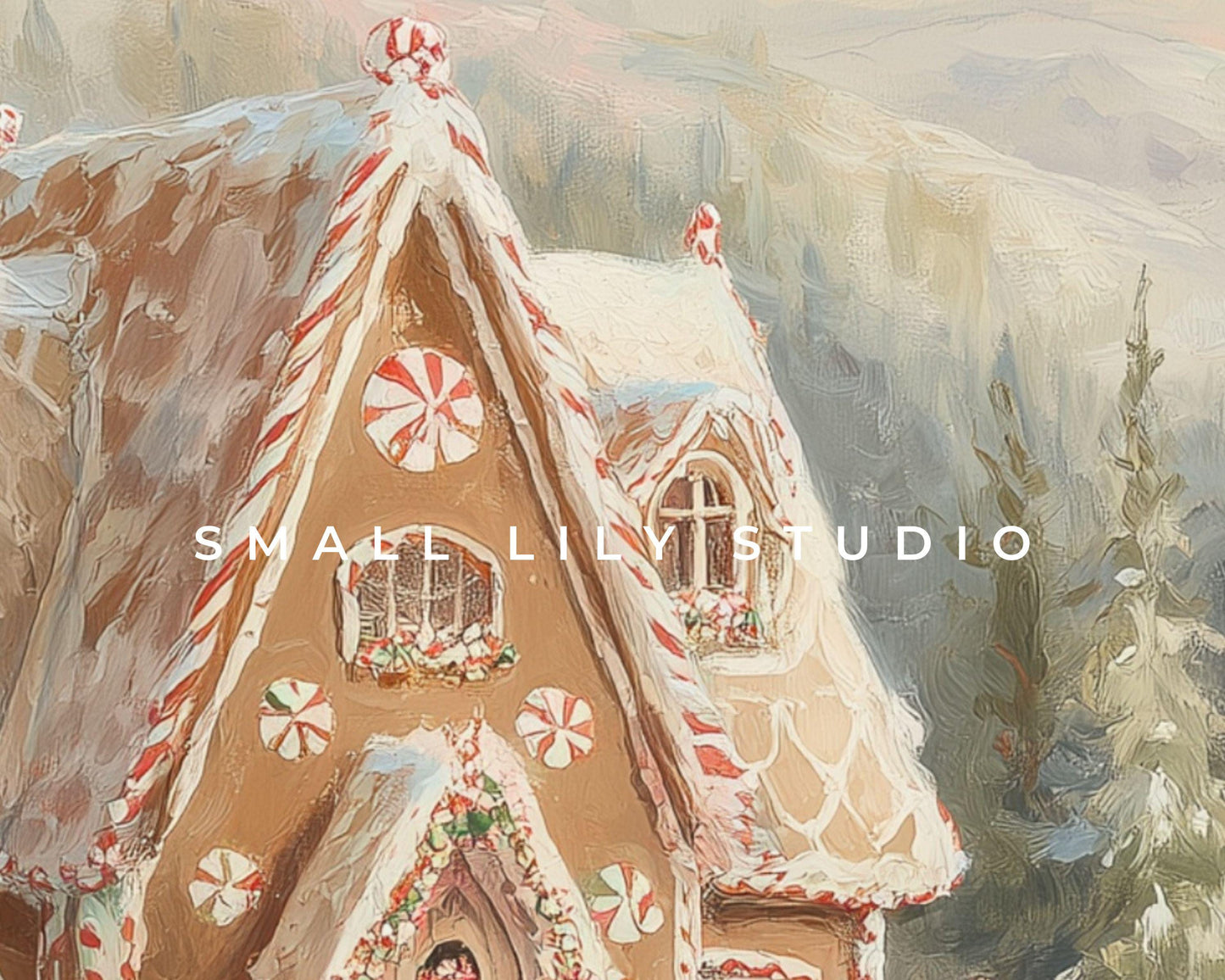 Gingerbread House Phone Wallpaper, Christmas iPhone Wallpaper, Winter Landscape Samsung Galaxy Phone Background, Vintage Style Art | WP143