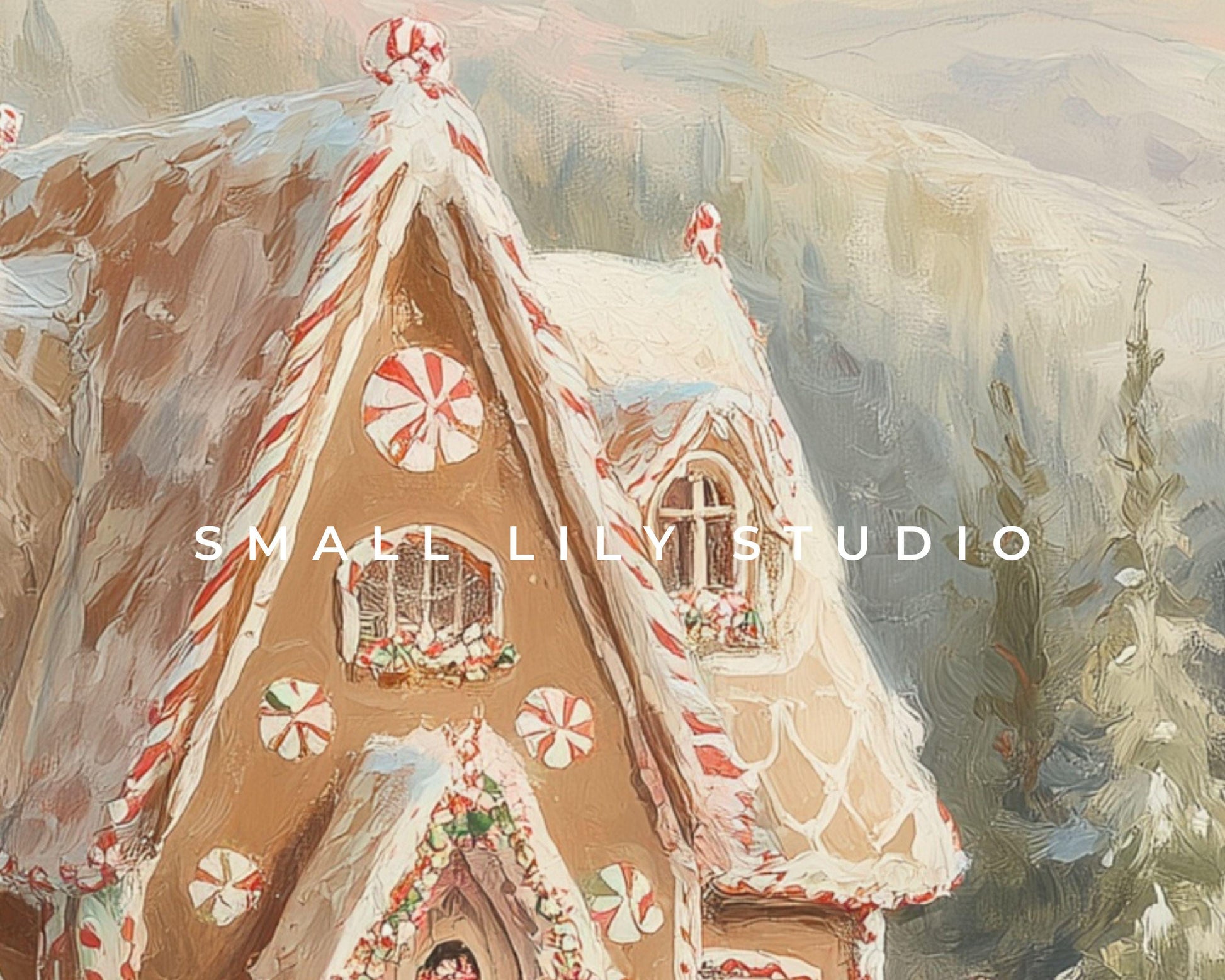 Gingerbread House Phone Wallpaper, Christmas iPhone Wallpaper, Winter Landscape Samsung Galaxy Phone Background, Vintage Style Art | WP143