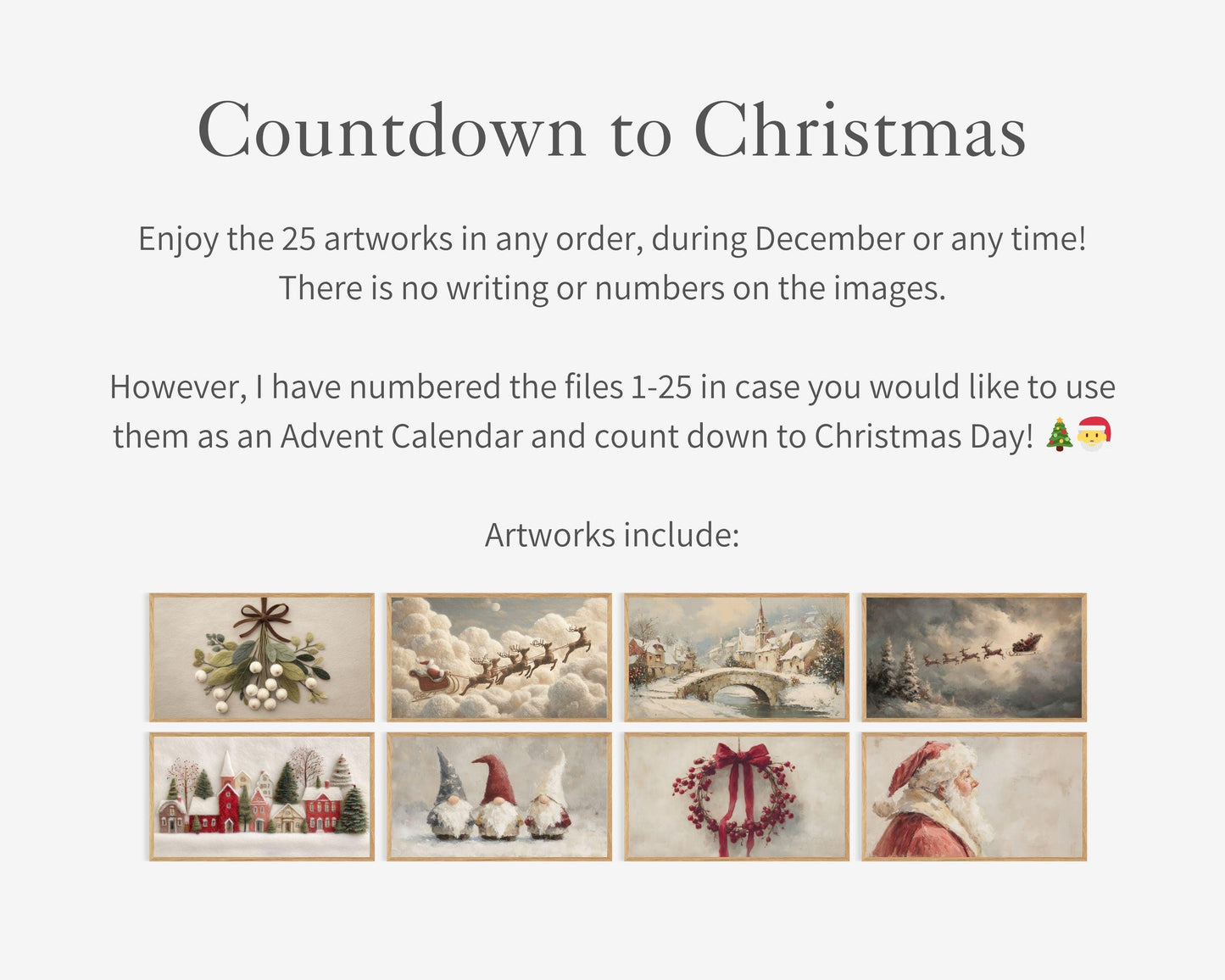 Christmas FRAME TV Art BUNDLE of 25, Samsung Frame tv art Christmas Countdown Advent, Vintage Style Nostalgic Holiday Screensaver | TV1028