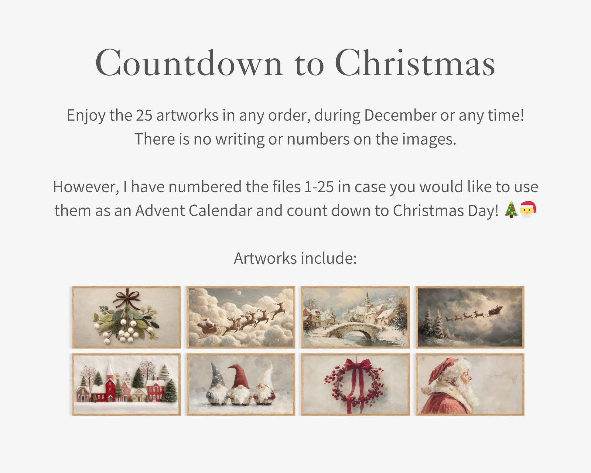 Christmas FRAME TV Art BUNDLE of 25, Samsung Frame tv art Christmas Countdown Advent, Vintage Style Nostalgic Holiday Screensaver | TV1028