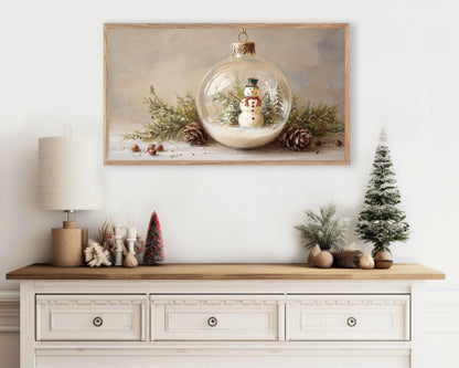 FRAME TV art Snowman Ornament, Christmas Samsung Frame TV art Cute Winter Holiday Vintage Style Painting | TV1035