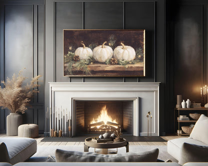 FRAME TV art White Pumpkins, Samsung Frame TV art Thanksgiving, Farmhouse Fall to Christmas transition | TV1051