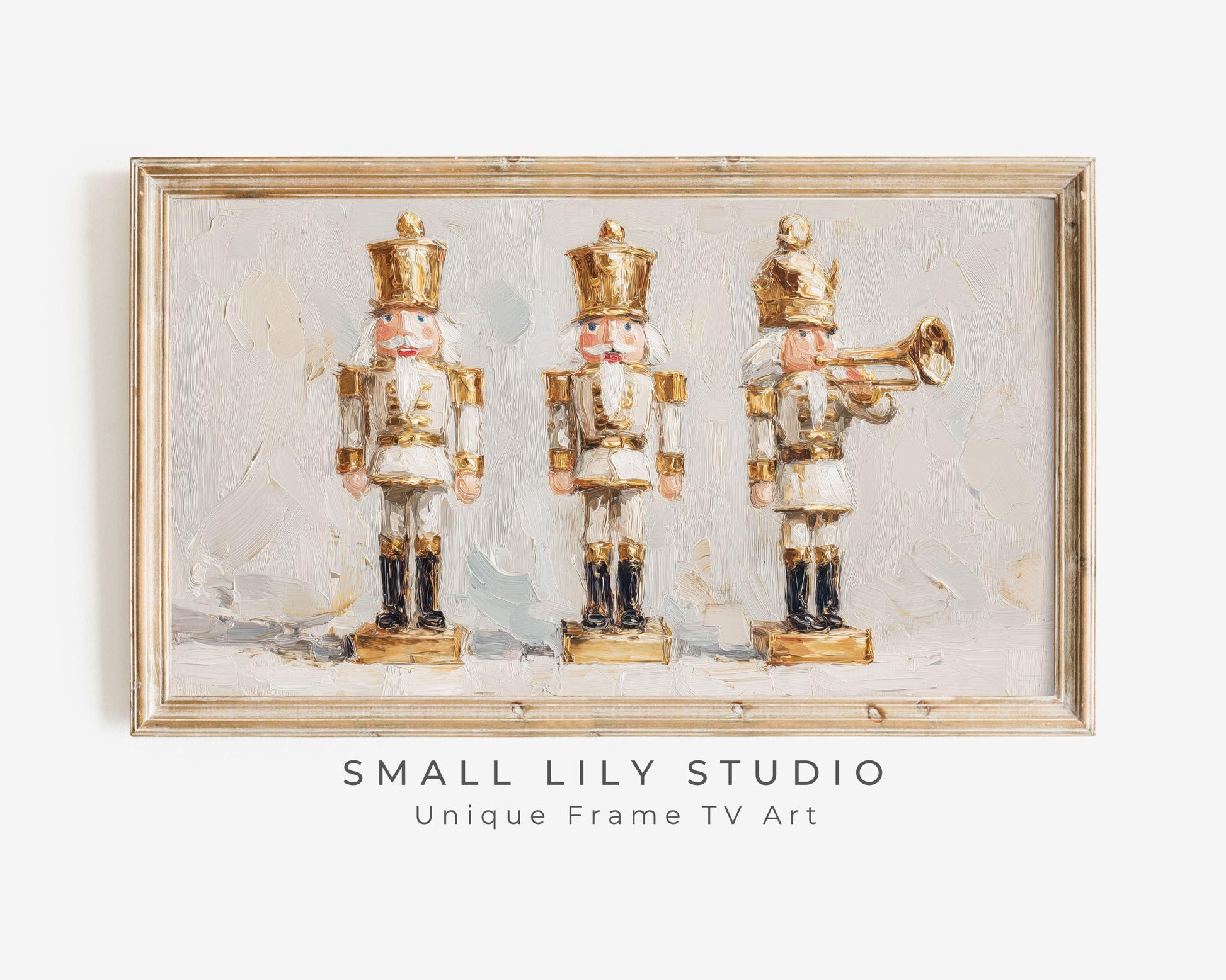FRAME TV art Gold Nutcracker Toys, Samsung Frame TV art Christmas Toy Soldiers Vintage Style Painting | TV1055