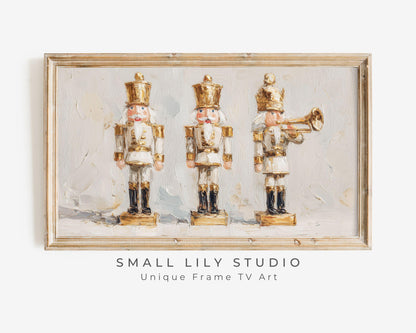 FRAME TV art Gold Nutcracker Toys, Samsung Frame TV art Christmas Toy Soldiers Vintage Style Painting | TV1055