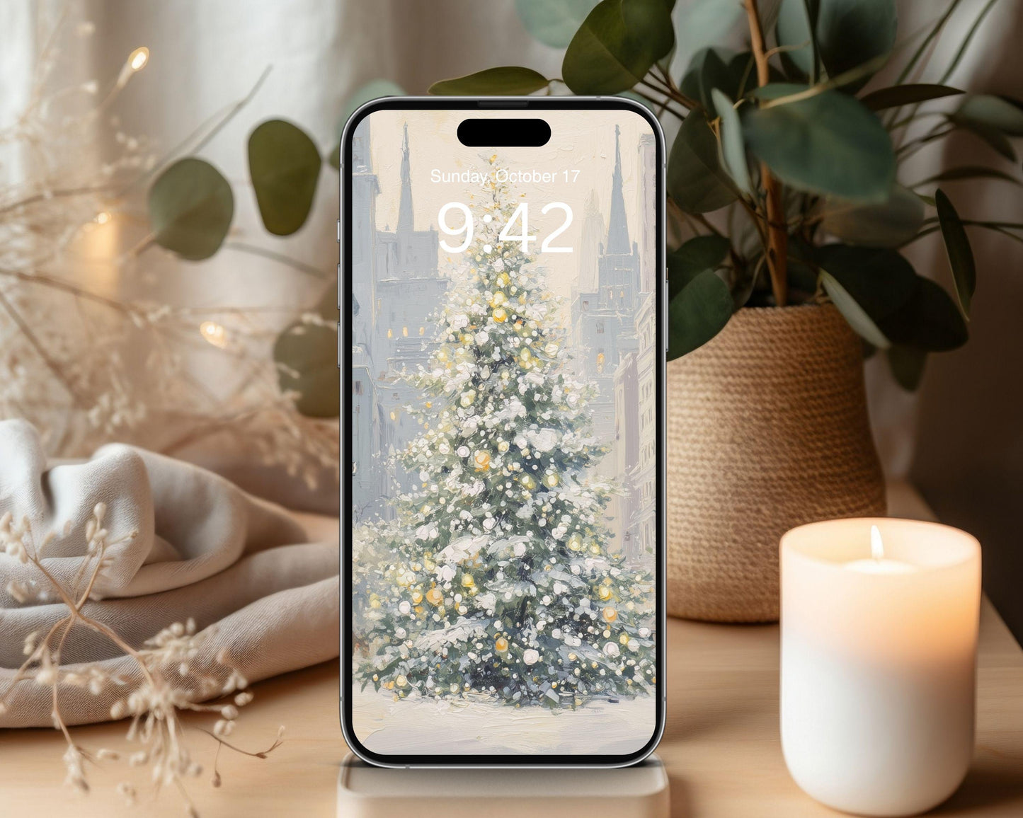 New York Christmas Desktop Wallpaper Set, Holiday Phone Wallpaper, Winter iPhone Wallpaper, Aesthetic iPad Background | WS146