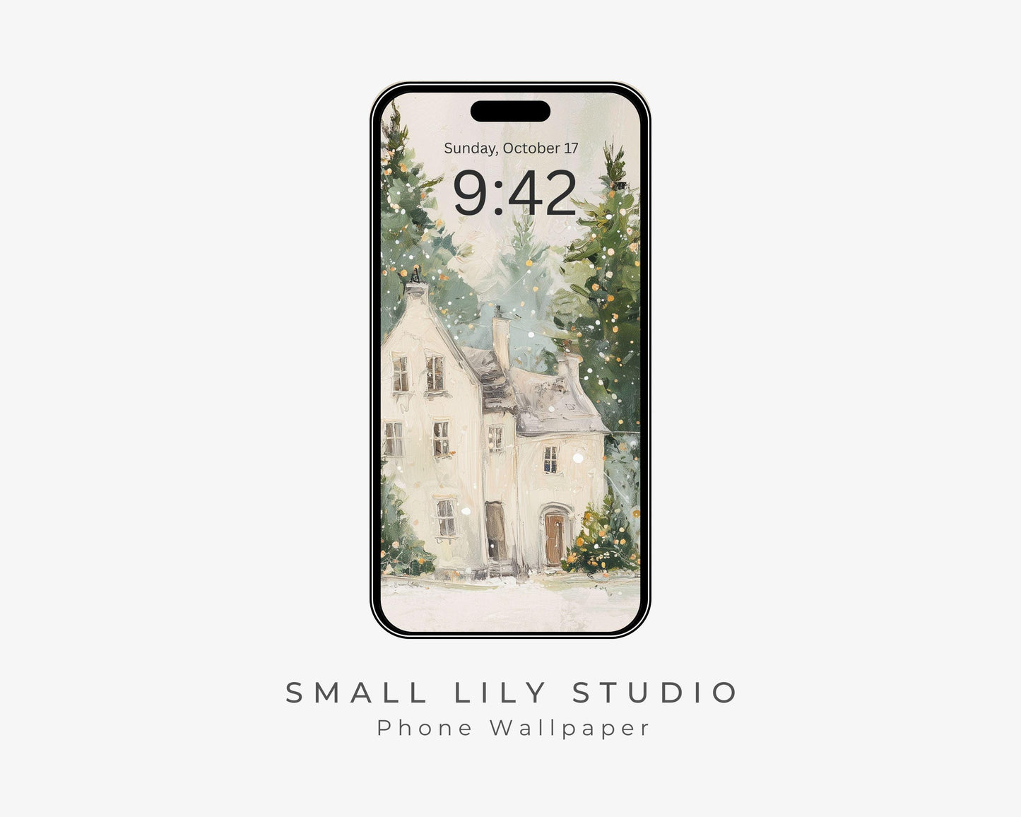 Christmas Houses Phone Wallpaper, Holiday iPhone Wallpaper, Winter Samsung Galaxy Phone Background Cute Picture | WP144