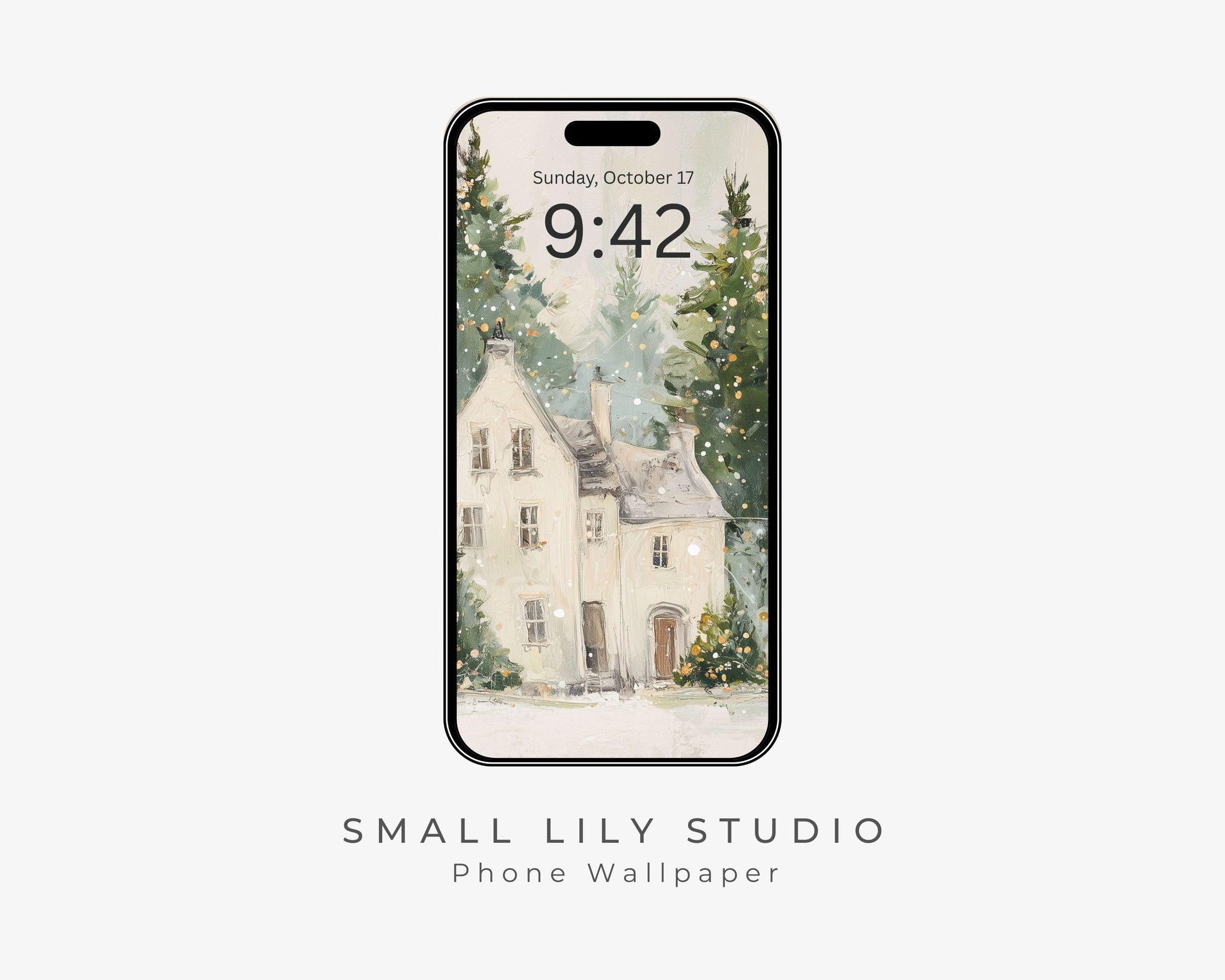 Christmas Houses Phone Wallpaper, Holiday iPhone Wallpaper, Winter Samsung Galaxy Phone Background Cute Picture | WP144