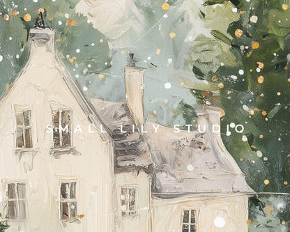 Christmas Houses Phone Wallpaper, Holiday iPhone Wallpaper, Winter Samsung Galaxy Phone Background Cute Picture | WP144