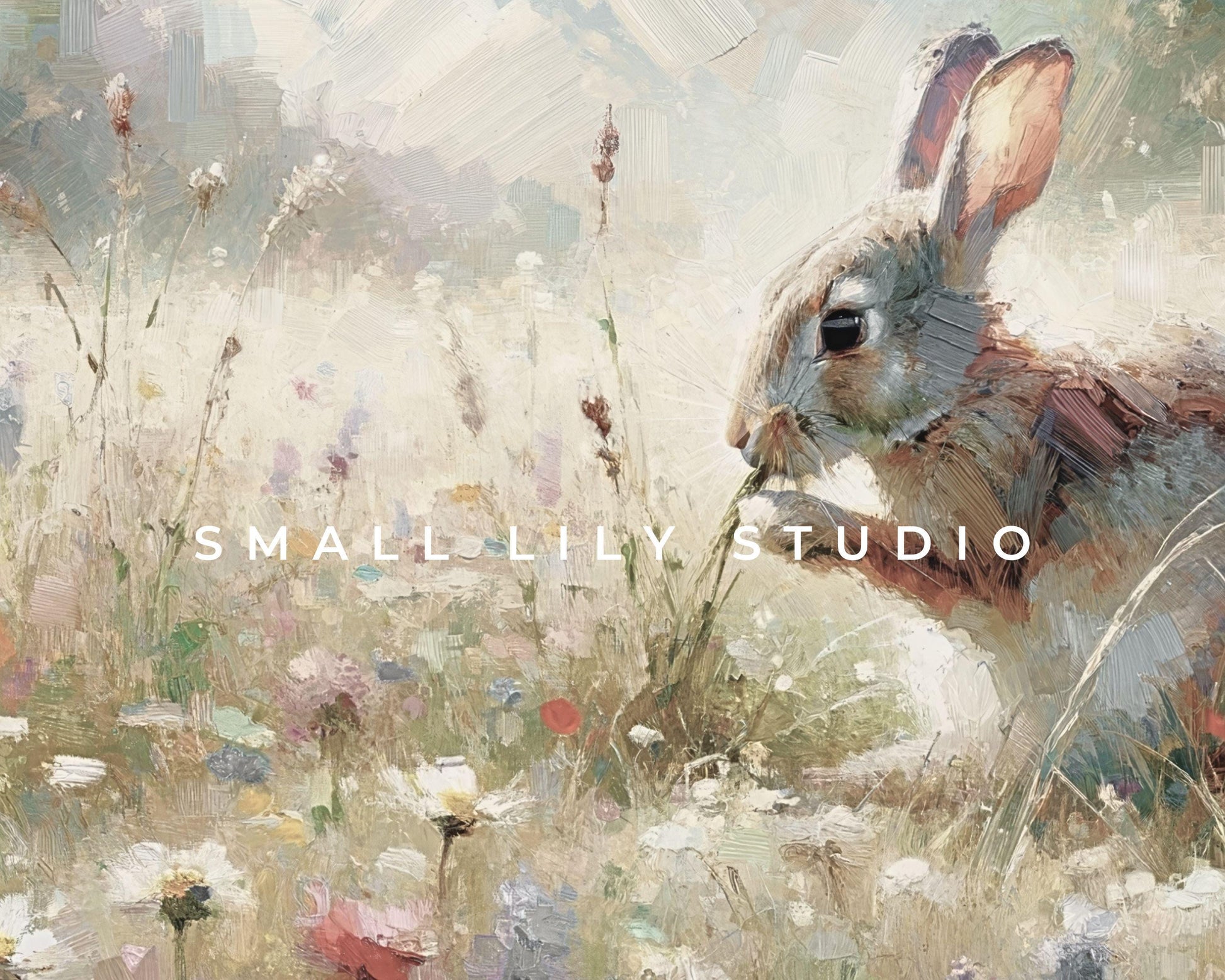 Rabbit in Flower Field Easter Frame TV Art