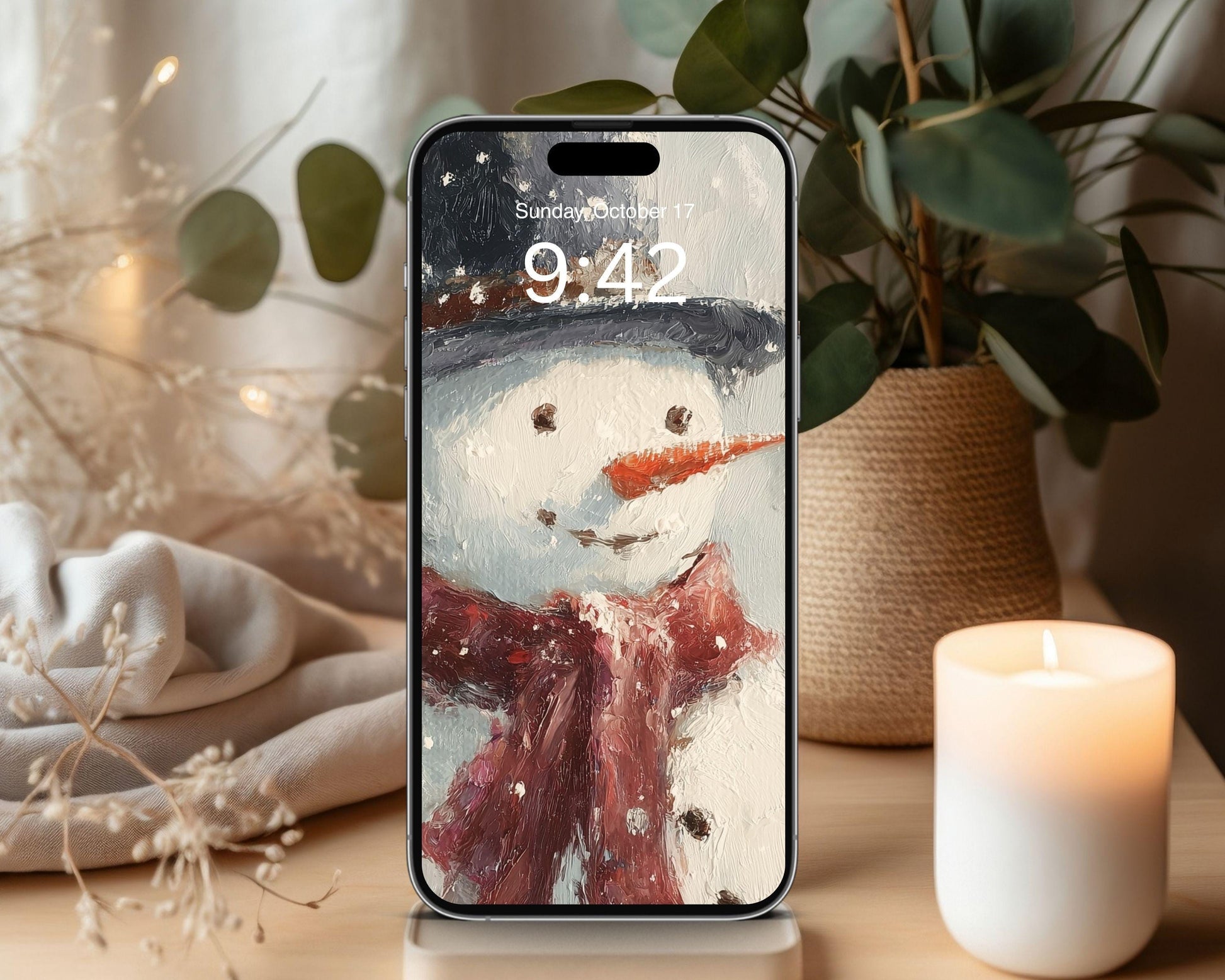 Snowman Desktop Wallpaper Set, Holiday Phone Wallpaper, Cute Christmas iPhone Wallpaper, Winter iPad Background | WS148