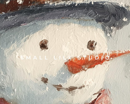 Snowman Phone Wallpaper, Holiday iPhone Wallpaper, Winter Samsung Galaxy Phone Background, Cute Christmas Art | WP148