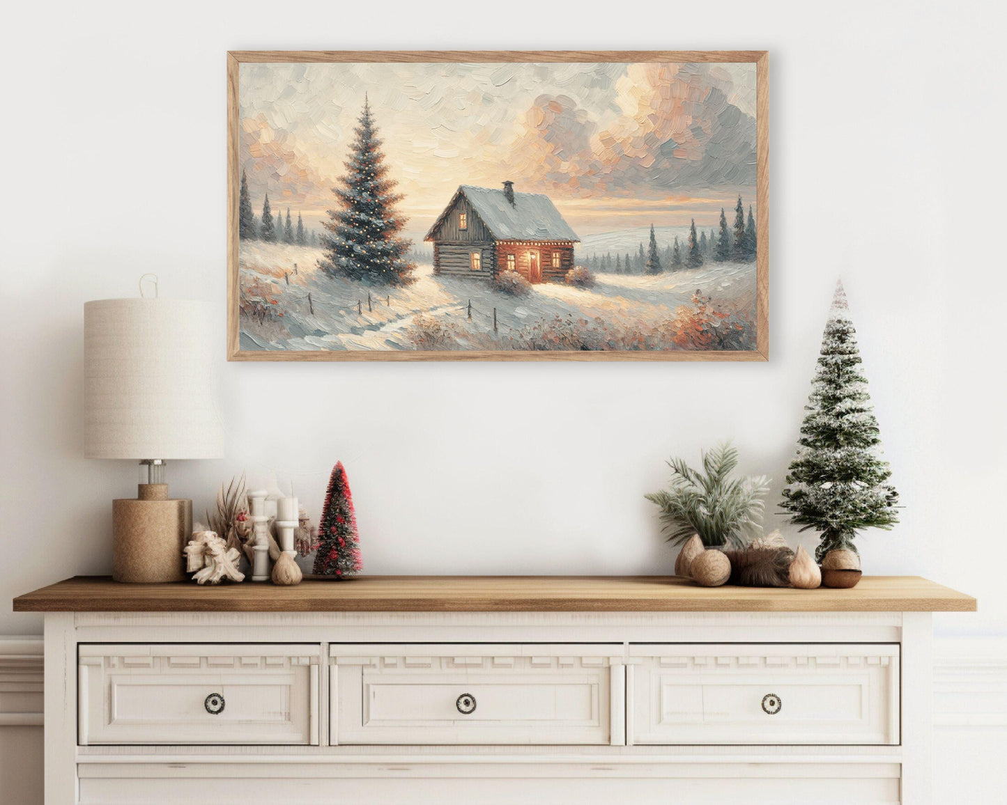 Christmas Cabin Frame TV Art
