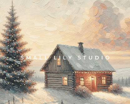 Christmas Cabin Frame TV Art