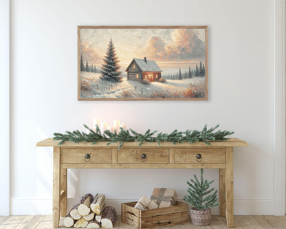 Christmas Cabin Frame TV Art
