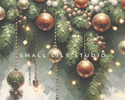 Christmas Garland And Baubles Frame TV Art