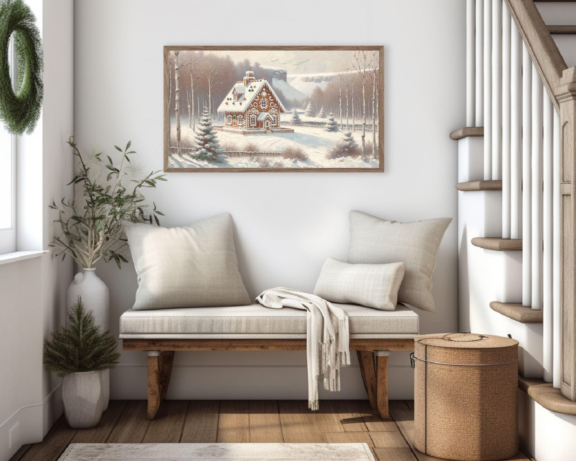 Gingerbread House In Snow Frame TV Art