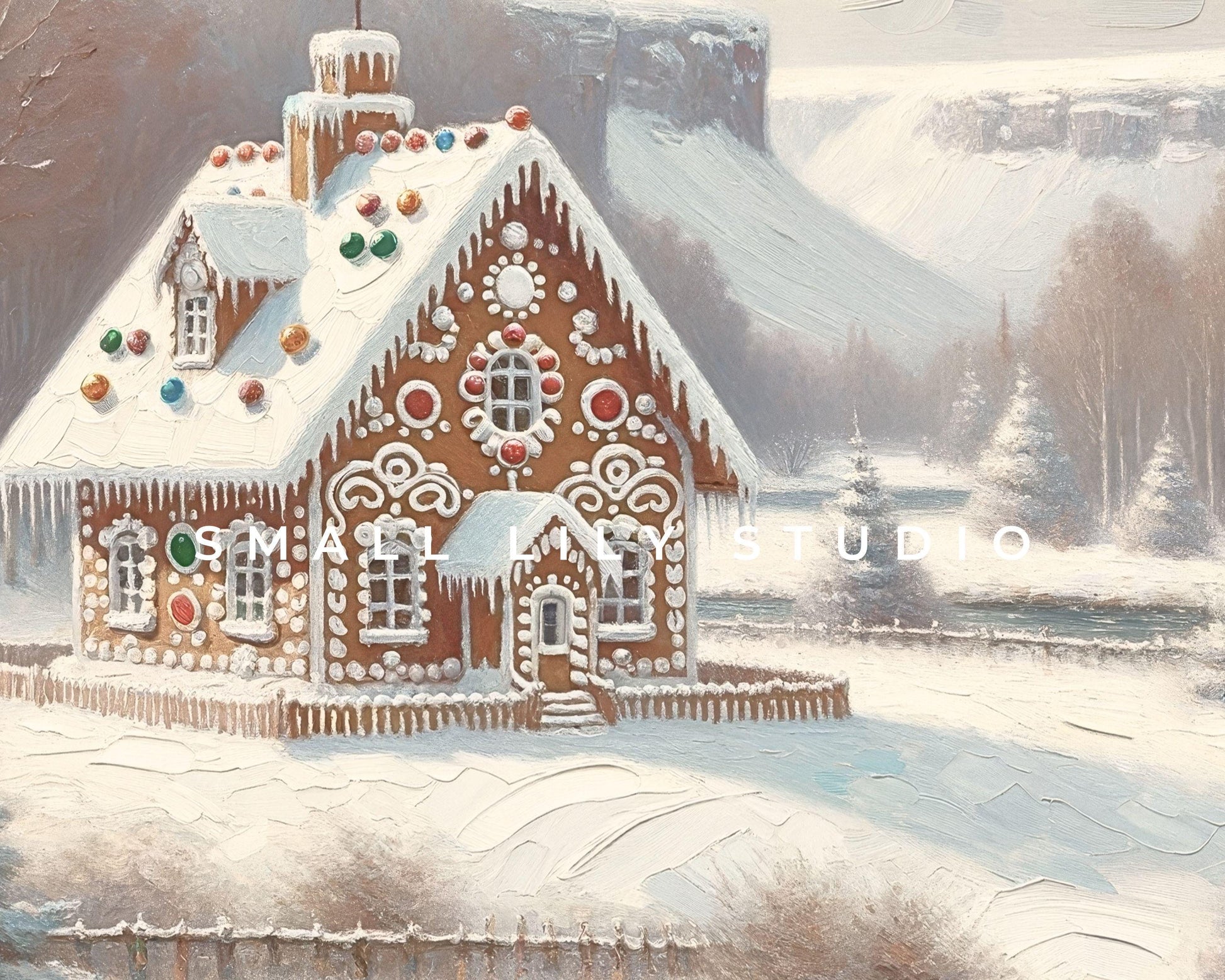Gingerbread House In Snow Frame TV Art
