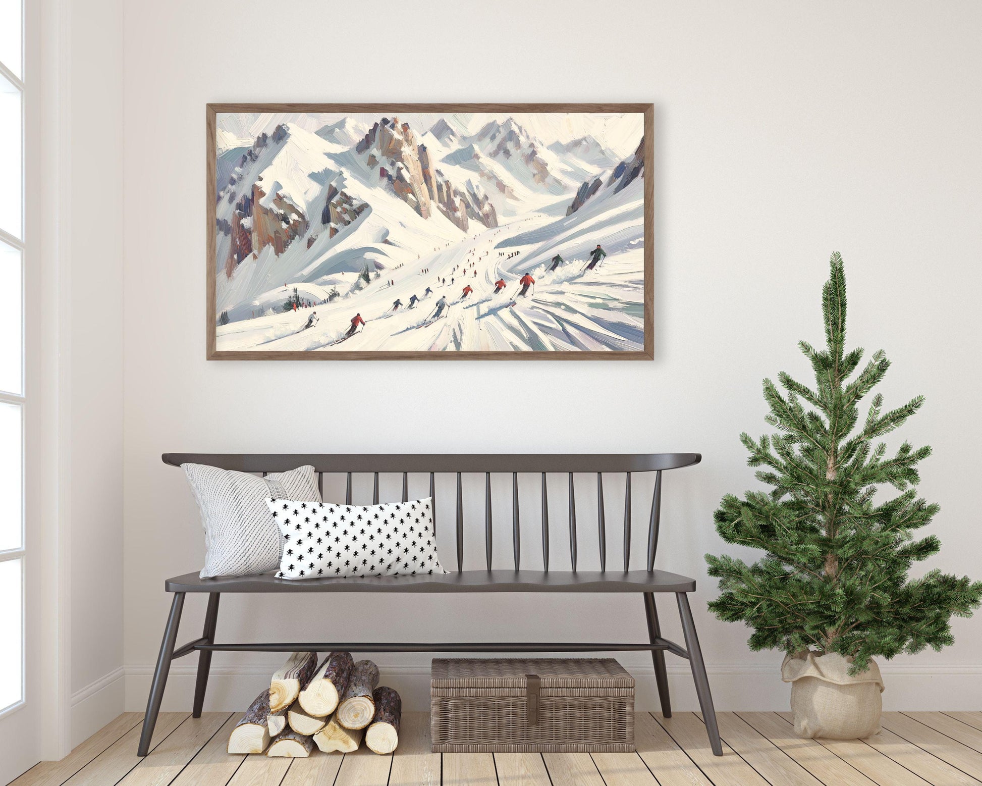 Ski Holiday In Snow Frame TV Art