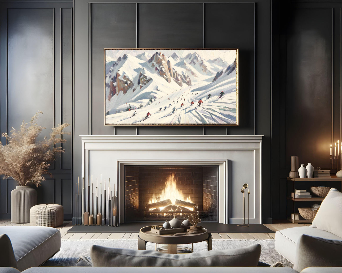 Ski Holiday In Snow Frame TV Art