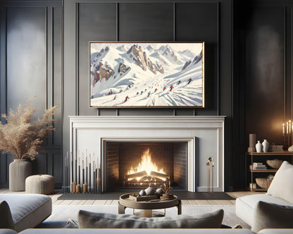 Ski Holiday In Snow Frame TV Art