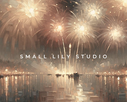 Gold Fireworks Vintage Painting Style Frame TV Art