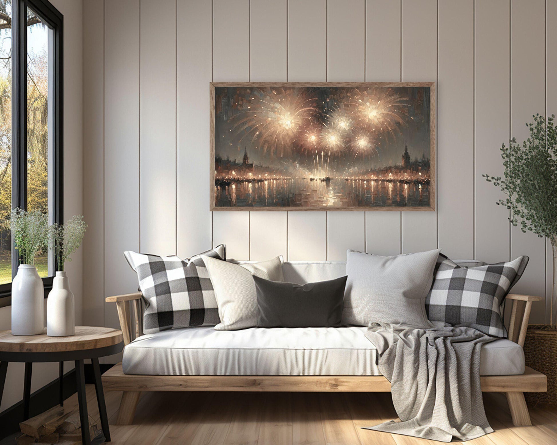 Gold Fireworks Vintage Painting Style Frame TV Art