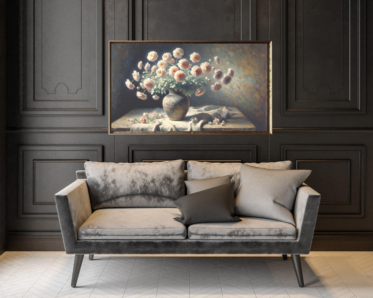 Pink Flowers Still Life Frame TV Art