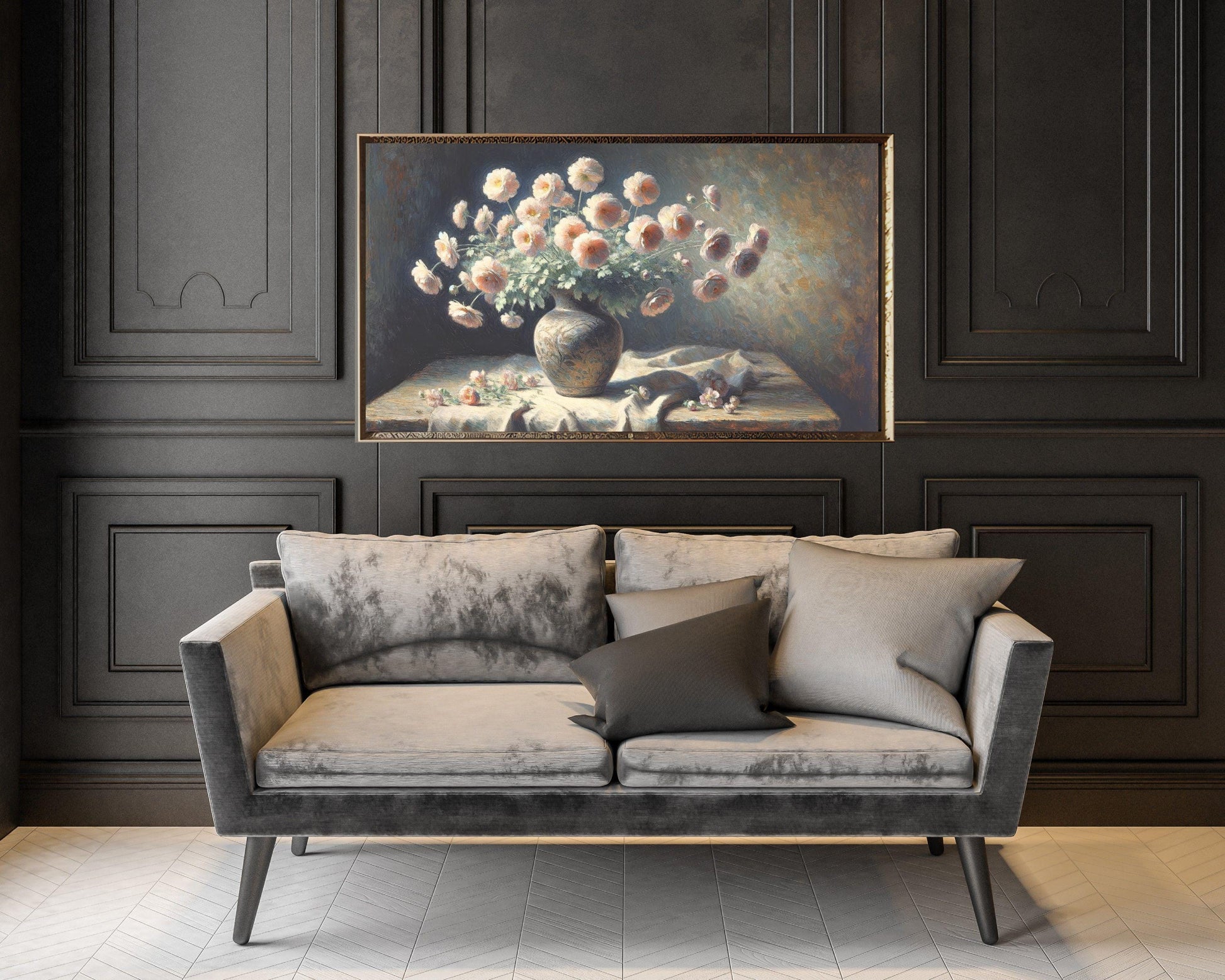 Pink Flowers Still Life Frame TV Art