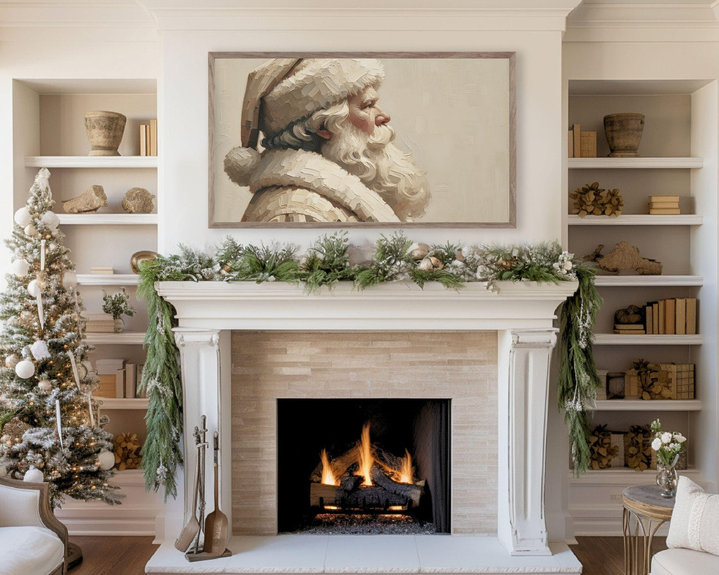 Neutral Santa Portrait Frame TV Art