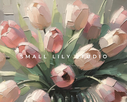 Spring Pink Tulips In Vase Frame TV Art