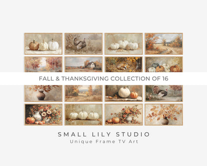 Fall Thanksgiving FRAME TV Art Bundle of 16, Samsung Frame TV Art Autumn Landscapes and Pumpkins, Thanksgiving tv screensaver | TV740