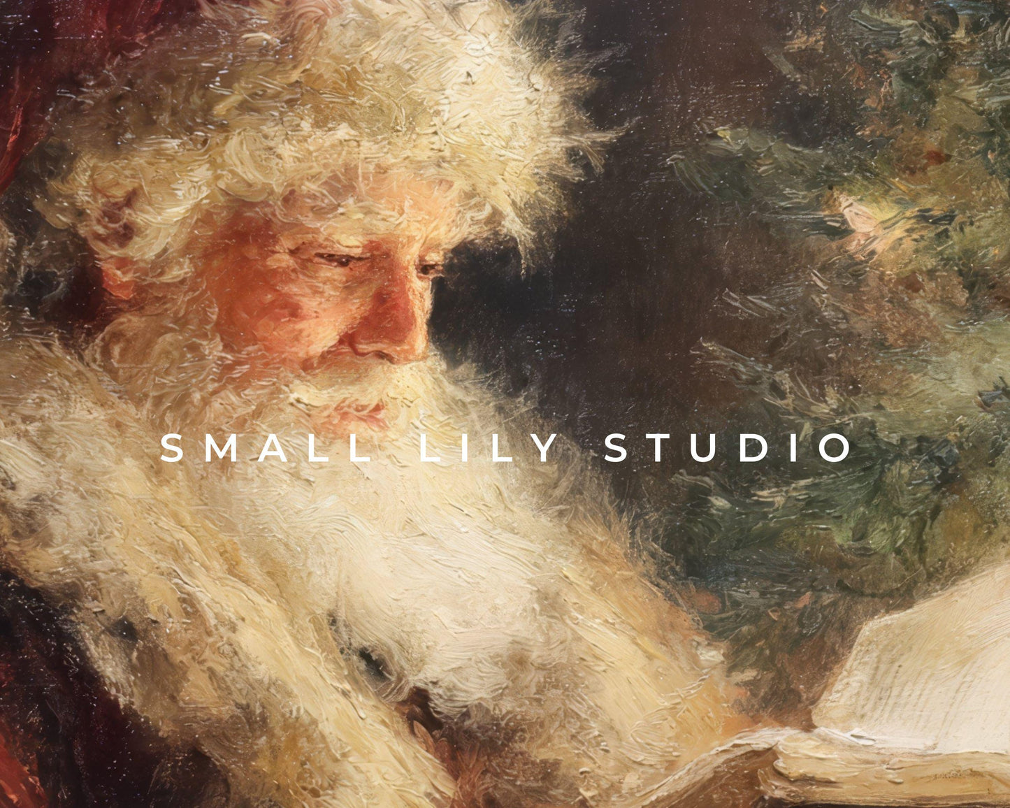 FRAME TV art Santa Reading, Samsung Frame TV art Moody Christmas, Cozy Vintage Style Holiday tv screensaver | TV1076