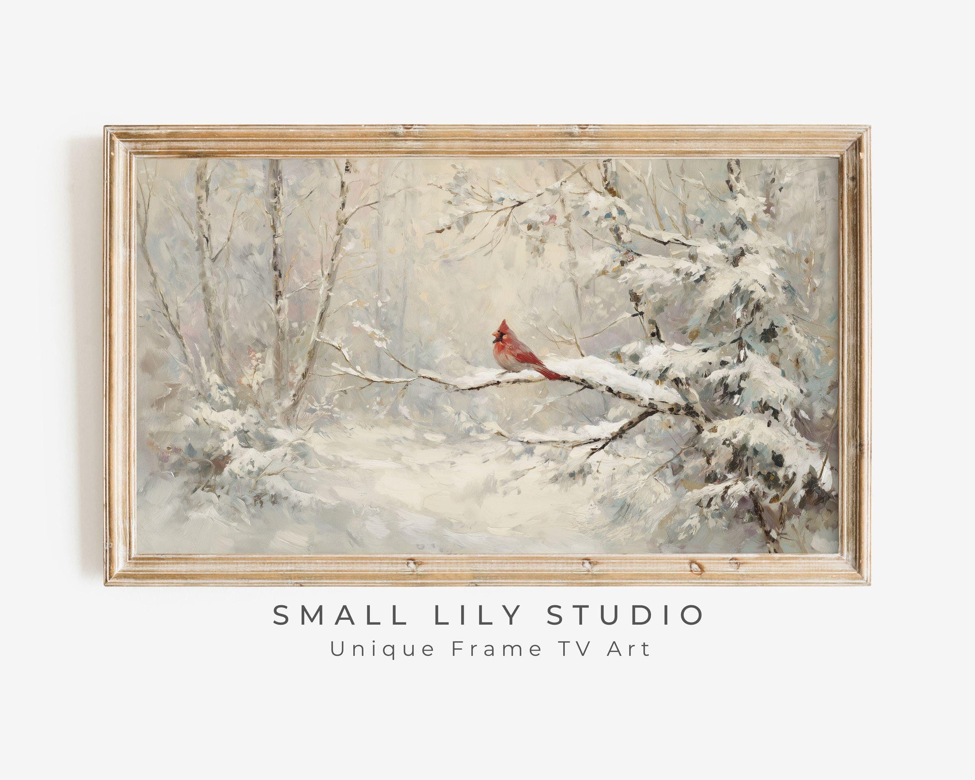 FRAME TV art Red Cardinal in Winter Landscape, Samsung Frame TV art Christmas, Vintage Style Holiday tv screensaver | TV1082
