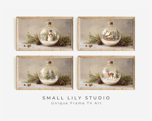 FRAME TV art Christmas Ornaments BUNDLE of 4, Samsung Frame tv art Cute Festive Winter Holiday Pictures tv screensaver | TV1079