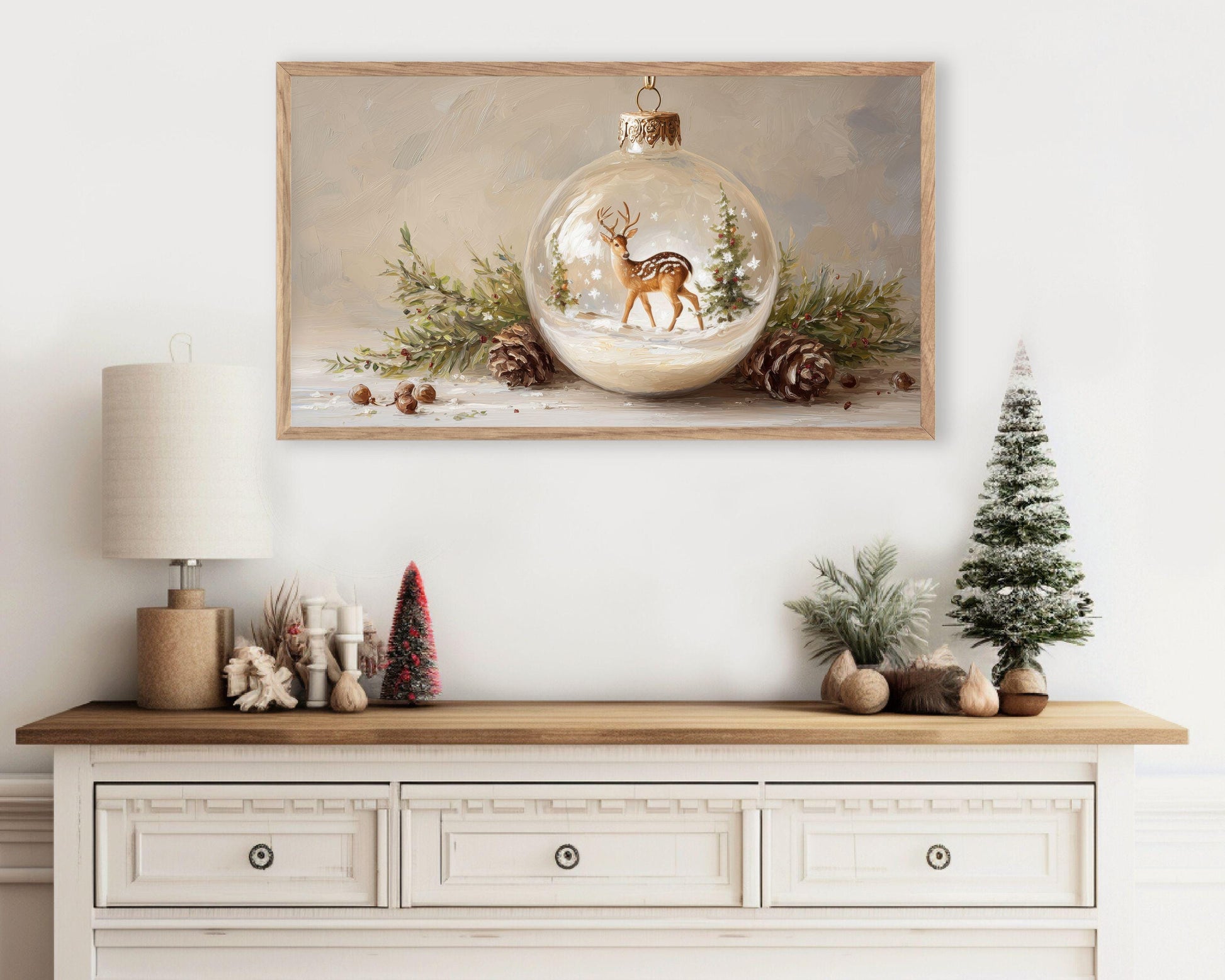 FRAME TV art Christmas Ornaments BUNDLE of 4, Samsung Frame tv art Cute Festive Winter Holiday Pictures tv screensaver | TV1079