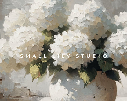 White Hydrangeas Still Life Frame TV Art