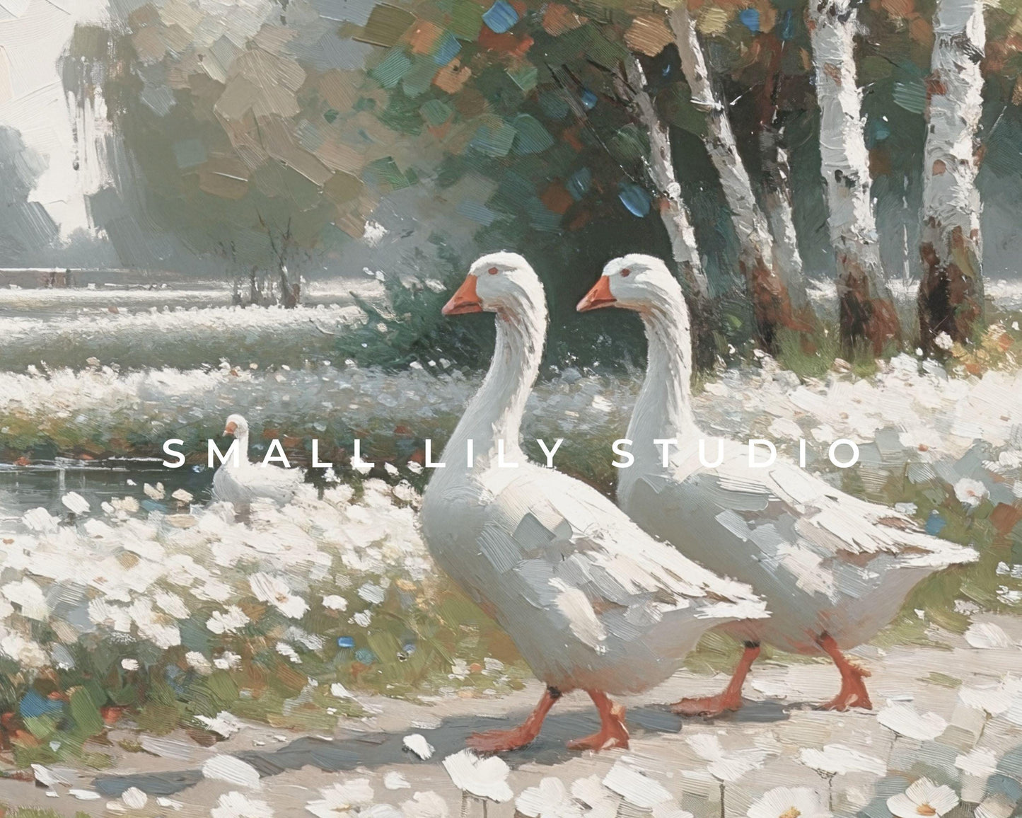 Geese in Daisies Spring Frame TV Art