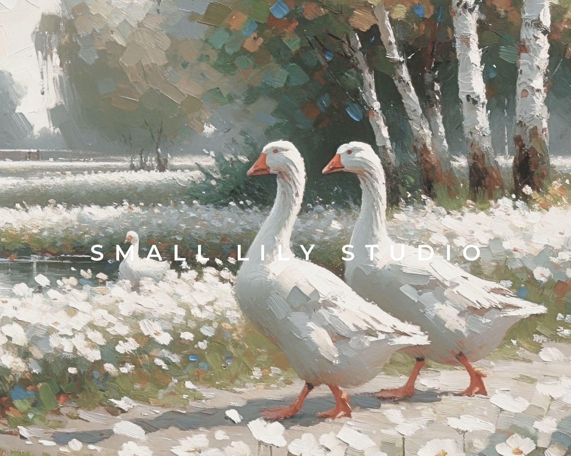 Geese in Daisies Spring Frame TV Art