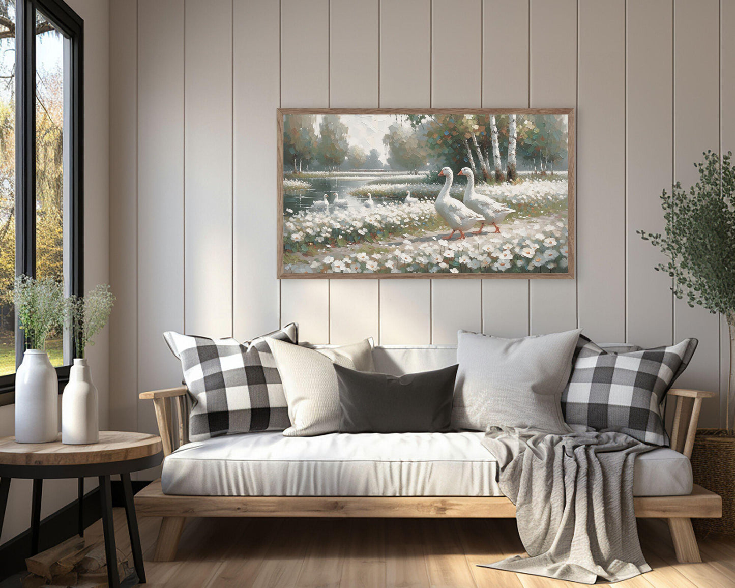 Geese in Daisies Spring Frame TV Art