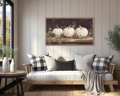 FRAME TV art White Pumpkins, Samsung Frame TV art Thanksgiving, Farmhouse Fall to Christmas transition | TV1051