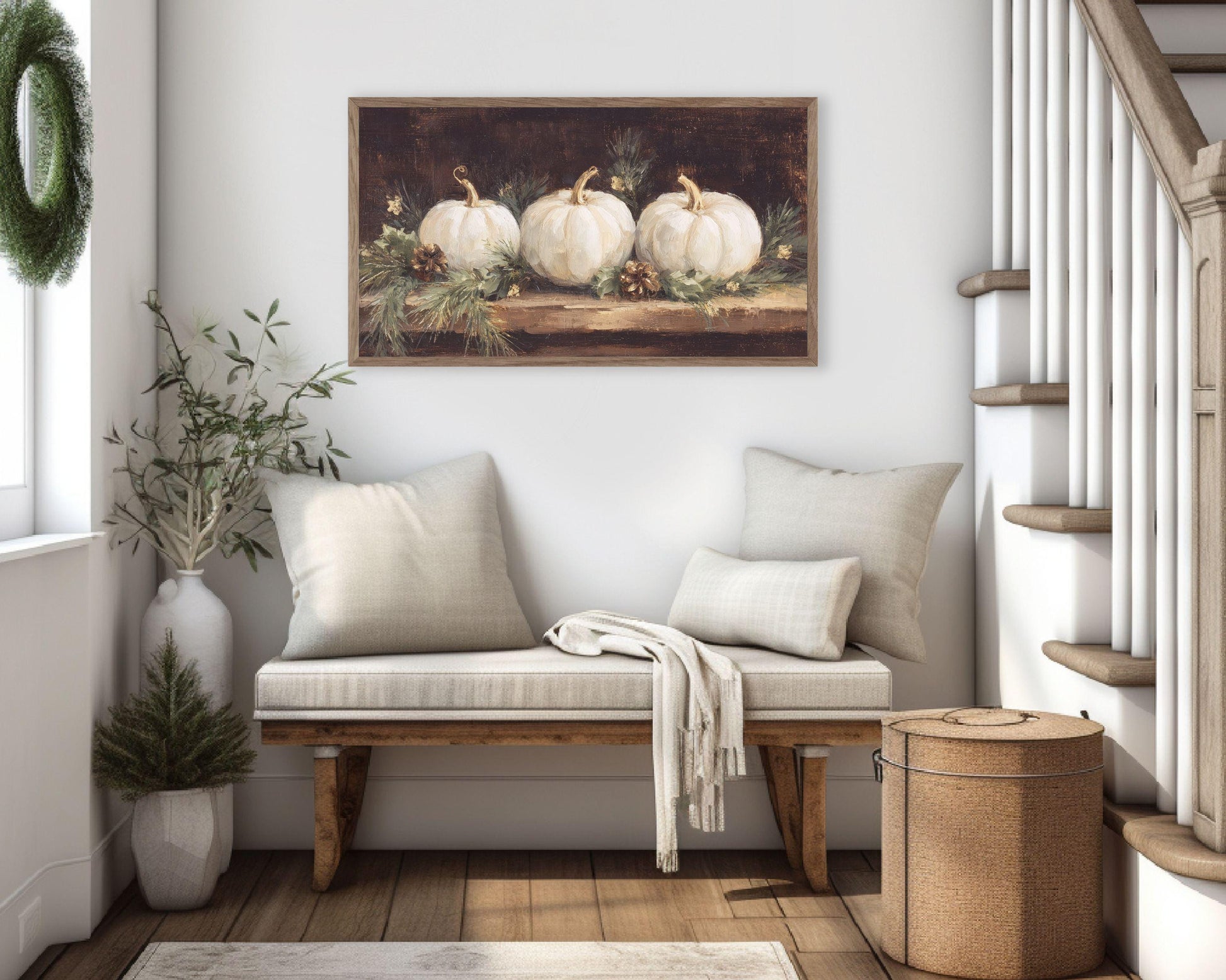 FRAME TV art White Pumpkins, Samsung Frame TV art Thanksgiving, Farmhouse Fall to Christmas transition | TV1051
