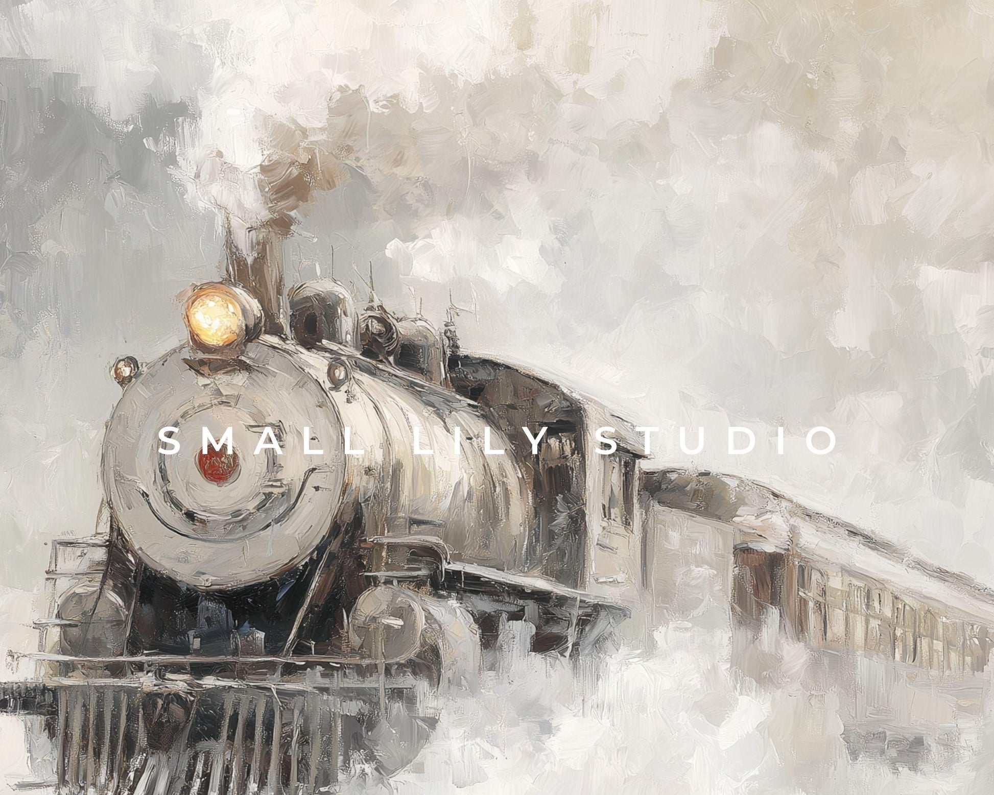 FRAME TV art Winter Train, Samsung Frame TV art Neutral Minimalist Painting | TV1057