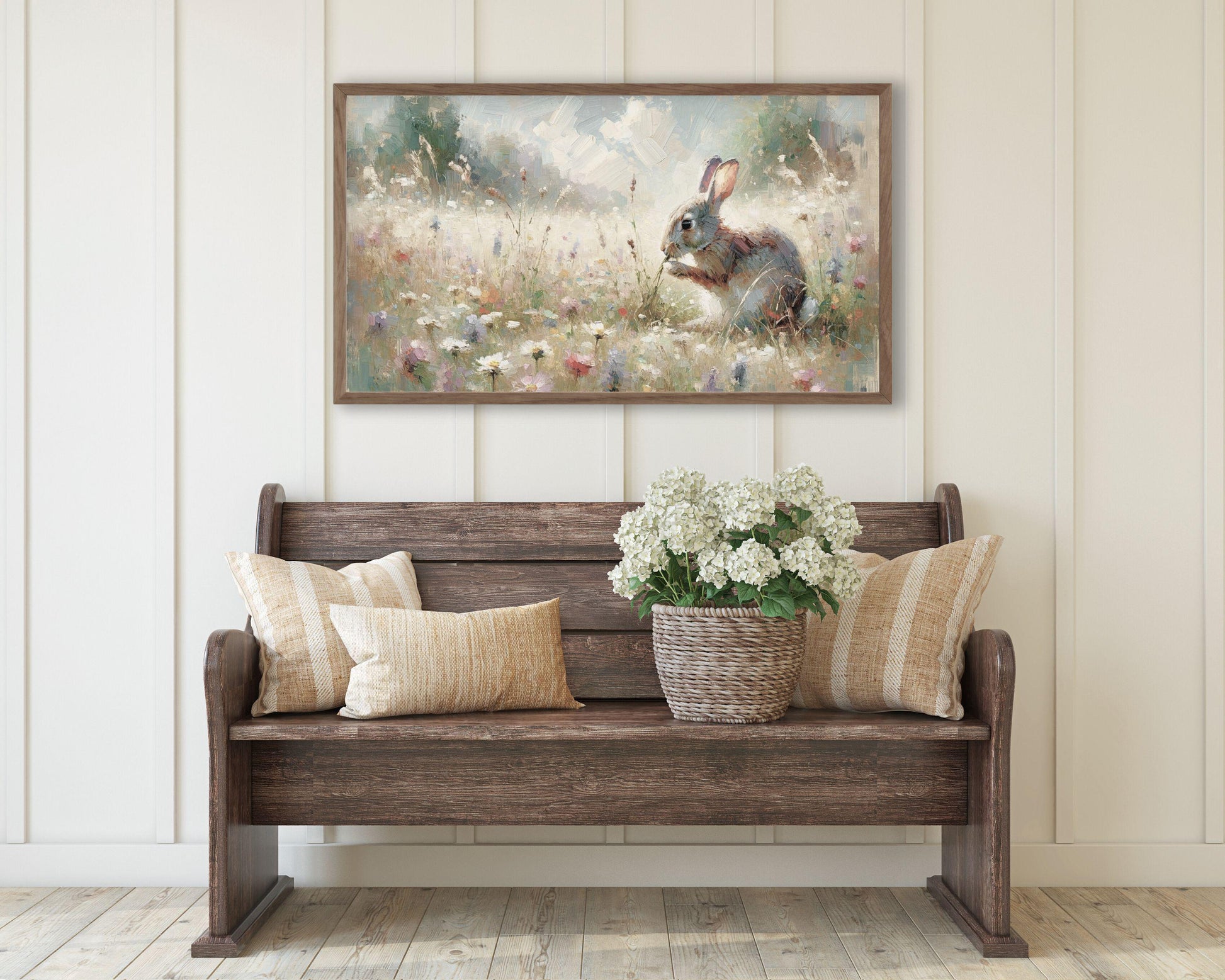 Rabbit in Flower Field Easter Frame TV Art