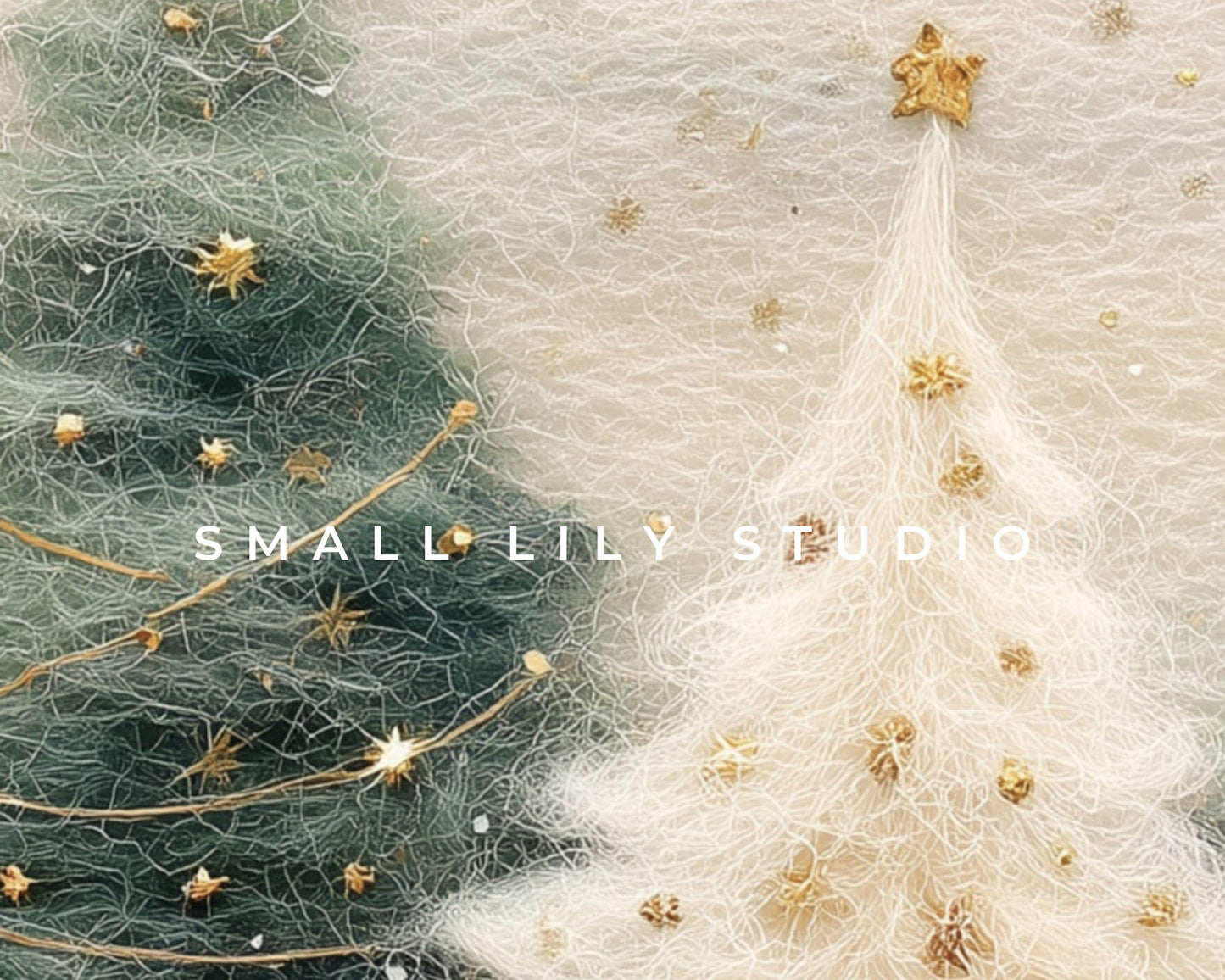 Felt Style Christmas Wallpaper Set of 2, Winter Holiday iPhone Wallpapers, Cute Deer Samsung Galaxy Phone Background | WPB005