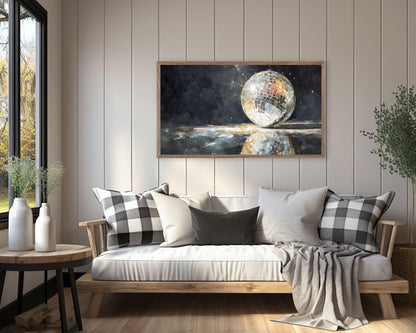 FRAME TV art Mirrorball, Samsung Frame TV art New Years Celebration, Retro Painting for Party| TV1067