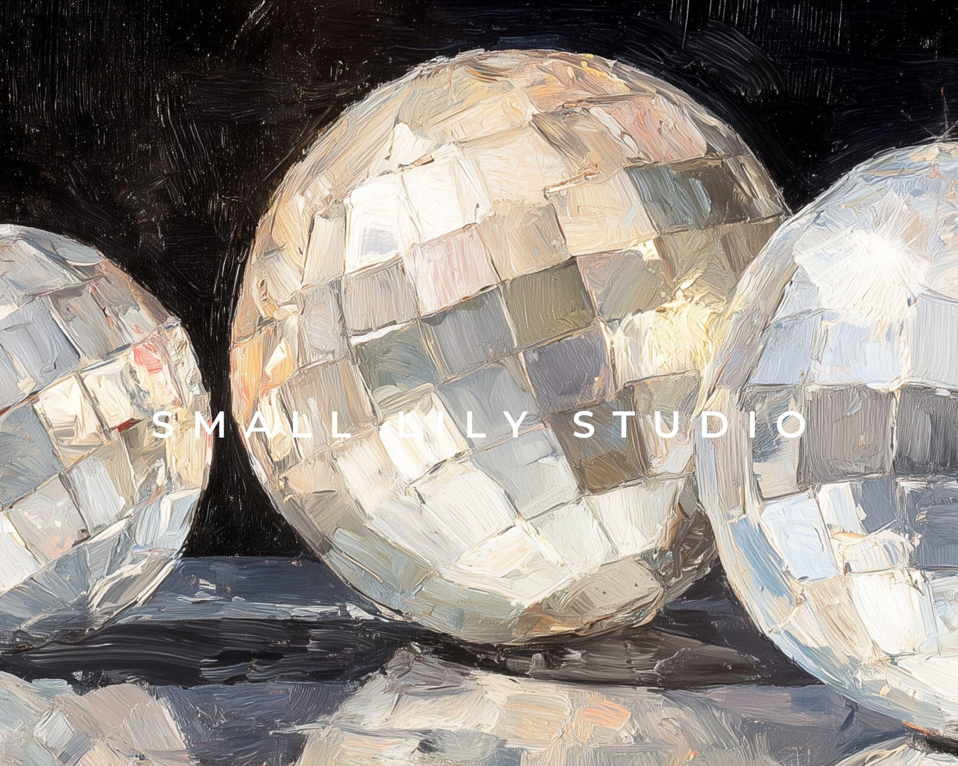 FRAME TV art Mirrorballs, Samsung Frame TV art New Years Celebration, Retro Painting for Party| TV1068