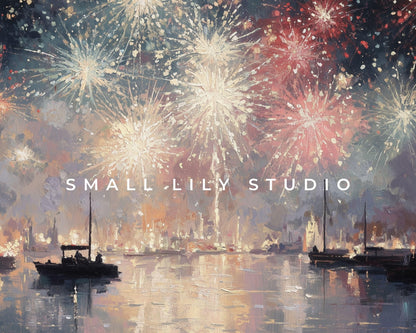 FRAME TV art Red White and Blue Fireworks, Samsung Frame TV art New Years Celebration, Vintage Style Patriotic 4th of July Party| TV1073