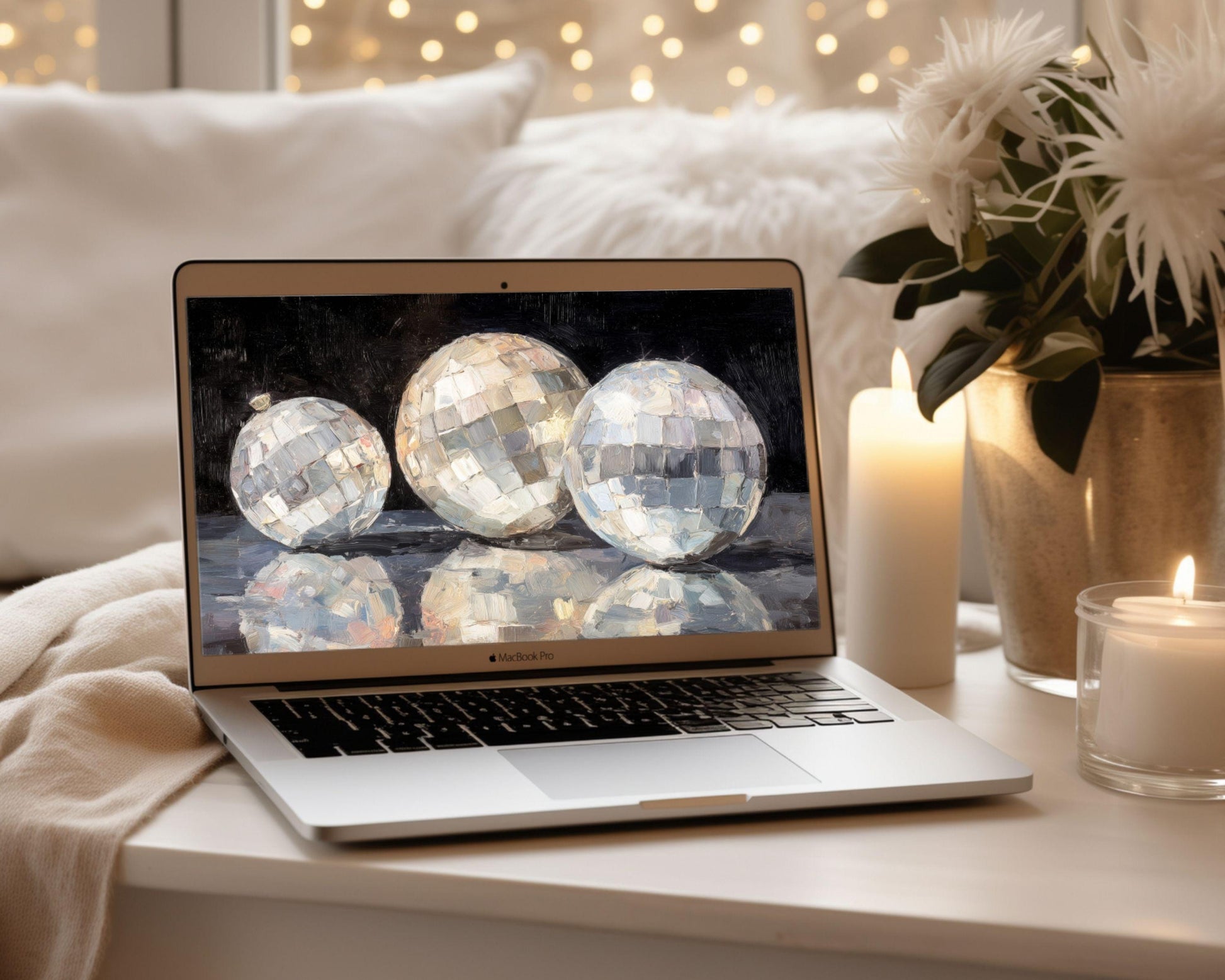 MIrrorballs Desktop Wallpaper Set, New Years Phone Wallpaper, Party iPhone Wallpaper, Aesthetic Retro iPad Background | WS153