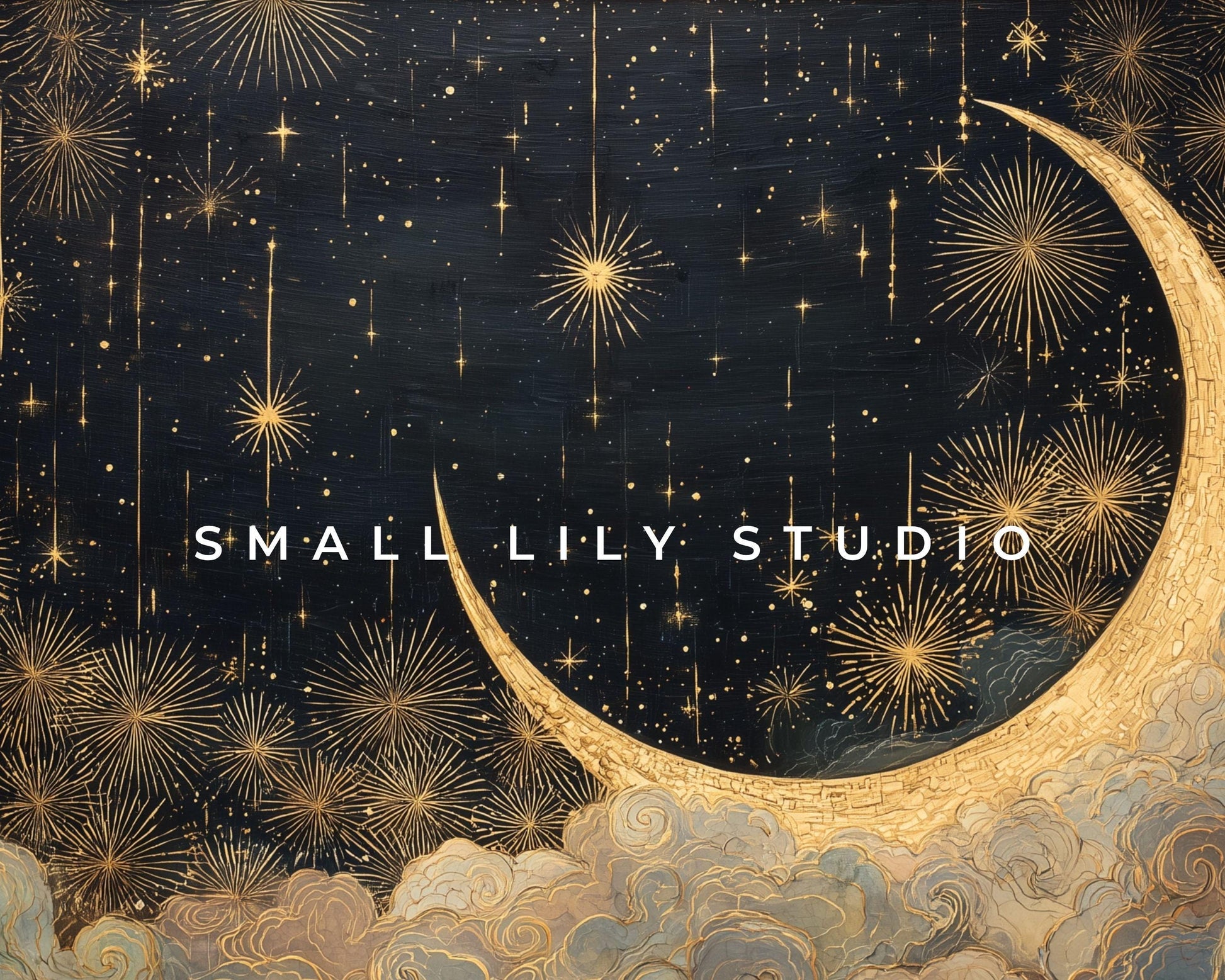 Gold Moon and Stars Desktop Wallpaper Set, New Years Phone Wallpaper, Art Deco Gatsby iPhone Wallpaper, Aesthetic iPad Background | WS154